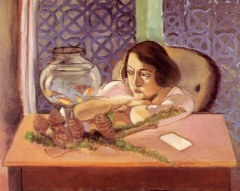 Henri Emile Benoit Matisse : woman before an aquarium